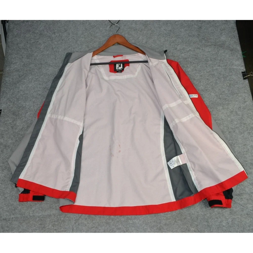 FootJoy Hydro Lite‎ Jacket Golf Coats Mens Large Red Gray Full Zip Long Sleeve